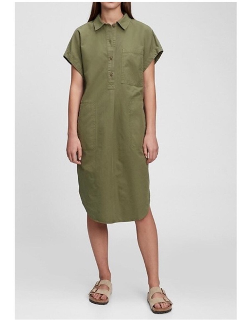 Gap Olive Green Popover Dress Medium NEW